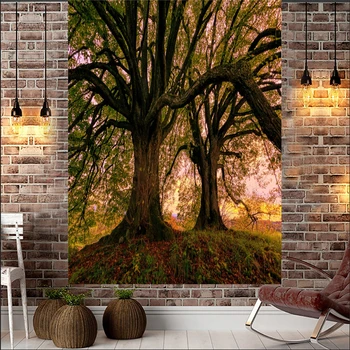 Купи онлайн Планински гоблен горско дърво природа пейзаж изкуство стенни гоблени за хола начало декор банер / Килими и килими ~ www.intersum.fi 11