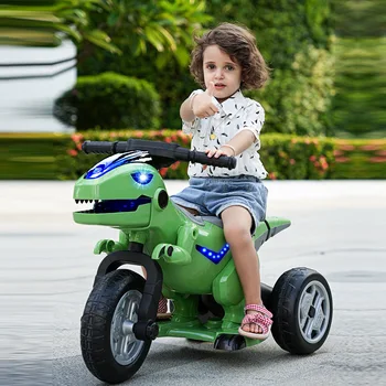 Детски Електрически Динозавър Мотоциклет Зареждане на Електрически Светлини Голям Триколка Количка за Каране на Електрически Автомобил за Деца от Деца 1