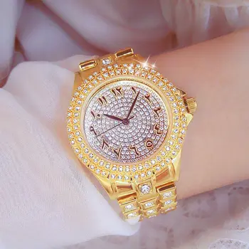 Купи онлайн Напълно черни стоманени дамски часовници с кристали известна марка, модерни кварцови часовници, женствена рокля, кристал диамант, ежедневни часовници / Часовници ~ www.intersum.fi 11