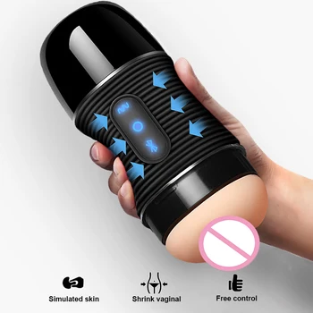 Bluetooth Говорител на Мъжката Мастурбация Чаша Вибратор USB Платени Секс Играчки За Мъже Экструзионный Силикон Реалистичен Вагинален Мастурбатор 1
