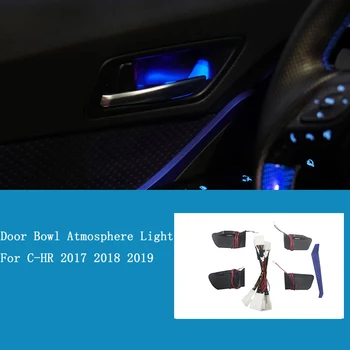 Автомобилна Врата копчето Купа С Вътрешна Лампа Led Синя рамка, която Купа Дръжка Рамка Лампа за Toyota C-HR 2017 2018 2019 1