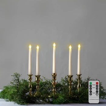 Опаковка от 6 Led Дълги Свещи Беспламенный Самоснимачката Примигва Дистанционно Конусни Свещи За Декорация на рождения Ден на Великденски Свещи, работещи На Батерии 2