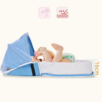 Kid Детска Пътна Легло Легла За Защита На Новороденото Mosquito Net Преносим Кош Детска Сгъваема Дишаща Детска Спална Кошница 2