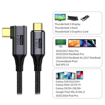 Jimier Ъглов кабел USB4 USB-C TYPE-C 40 gbps със зареждането 100 W USB 4.0 е Съвместим с TB3 / 4 8K @ 60Hz 5K @ 60Hz 2