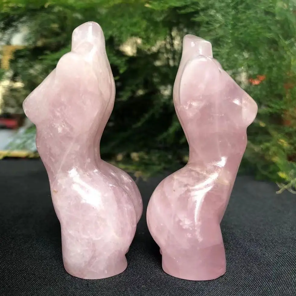 100-120g natural rosa quartzo deusa estátua de cristal esculpida mulher превръщането на торса porto rosa gem corpo escultura decorar presente Изображение 1