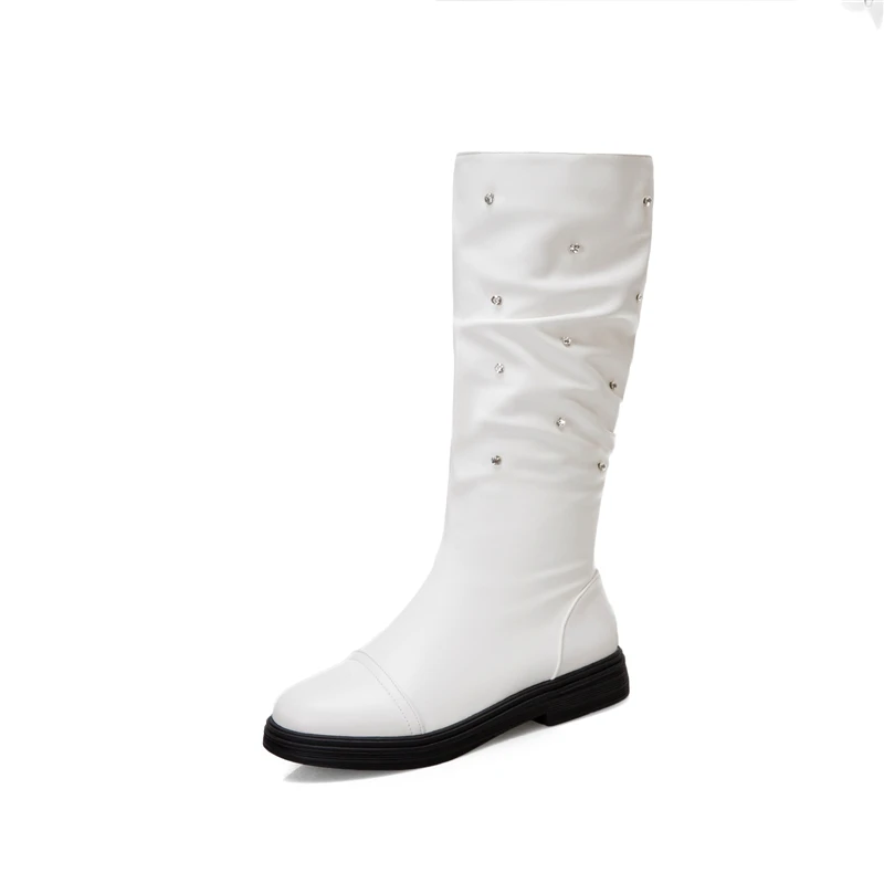 Cresfimix Sapatos Femininos/ Класически Дамски Розови Дълги Есенни Обувки С Кръгло бомбе, Дамски Модни Сладки Бели Удобни Обувки B6599 Изображение 2