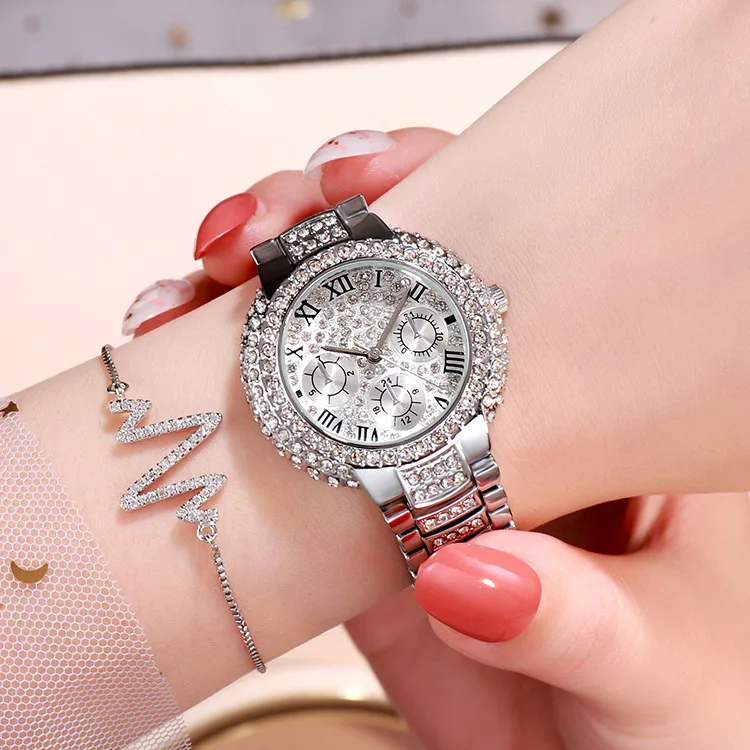 Luxus uhr frauen damen Edelstahl armband uhr diamant Mode wasserdicht quarzuhr relogio feminino Armbanduhren Изображение 1