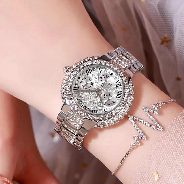 Luxus uhr frauen damen Edelstahl armband uhr diamant Mode wasserdicht quarzuhr relogio feminino Armbanduhren Изображение 3