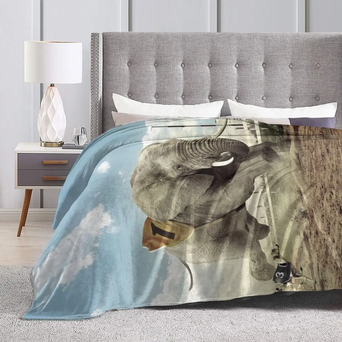 животните 3D печат печат одеяло покривки одеяло ретро спално бельо квадратно меко одеяло за пикник Слон Изображение 3