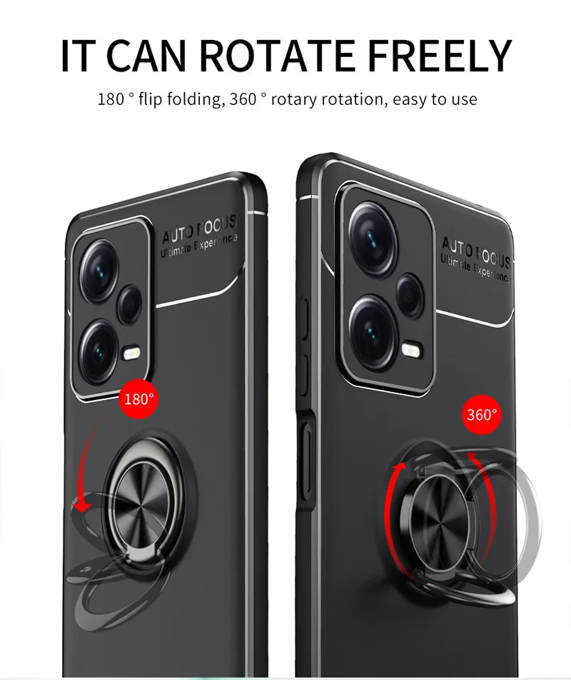 Калъф за Xiaomi Redmi Note 12 Pro Plus, Метален Пръстен, Патрон, Силиконов Броня, Противоударная Делото от TPU за Xiaomi Redmi Note 12 Pro + Изображение 1