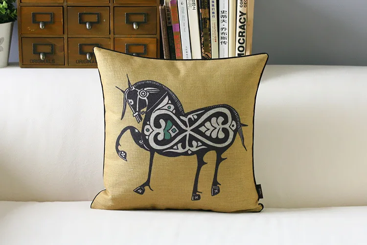 Кон калъфка, карикатура на Пъстри коне Европейският съд стил животни короната хвърли калъфка калъфка на едро Изображение 4