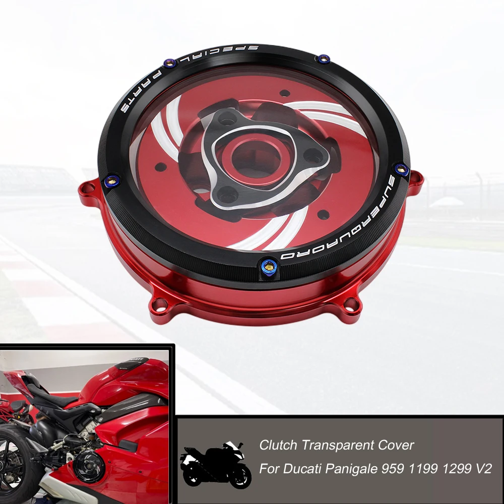 Прозрачен Капак На Съединителя На Двигателя За Ducati Panigale 959 1199 1299 V2 2020 -2021 Мотоциклетът Водоустойчив Защитен Защита От Алуминиева Сплав Изображение 3