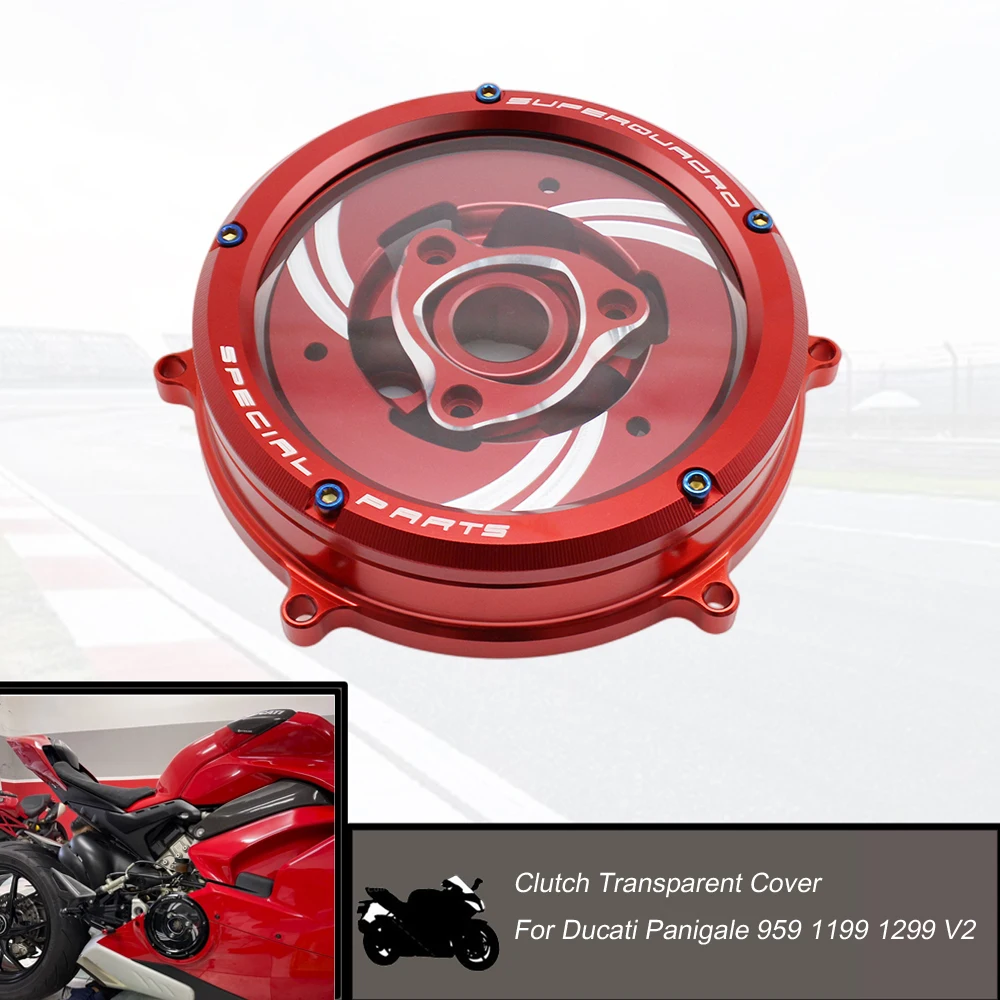 Прозрачен Капак На Съединителя На Двигателя За Ducati Panigale 959 1199 1299 V2 2020 -2021 Мотоциклетът Водоустойчив Защитен Защита От Алуминиева Сплав Изображение 4