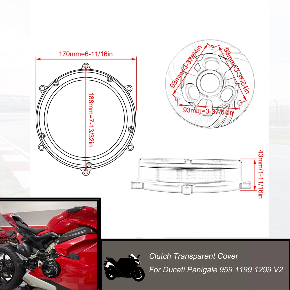 Прозрачен Капак На Съединителя На Двигателя За Ducati Panigale 959 1199 1299 V2 2020 -2021 Мотоциклетът Водоустойчив Защитен Защита От Алуминиева Сплав Изображение 5