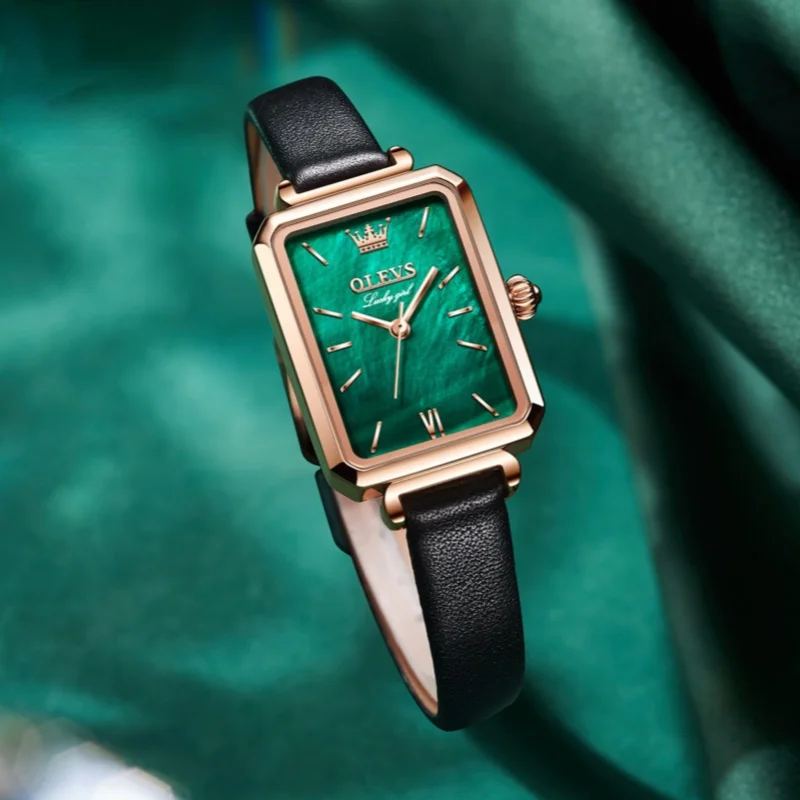 Часовници горещи продажба на малки зелени часовници квадратни кварцови часовници, водоустойчиви дамски часовници дамски Изображение 1